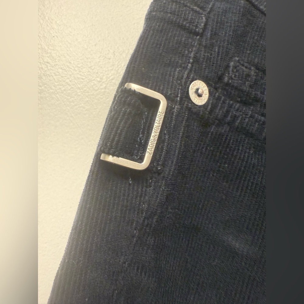 Zadig & Voltaire Eva Velours Black Faux Noir Cordouroy Jeans Size 27 - Picture 5 of 10